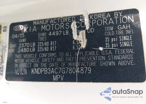 2016 Kia Sportage Lx из США, поврежденный, VIN KNDPB3AC7G7804879